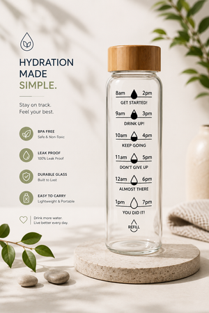 Glass Timer Water Bottle
