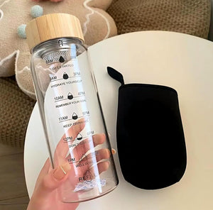 Glass Timer Water Bottle