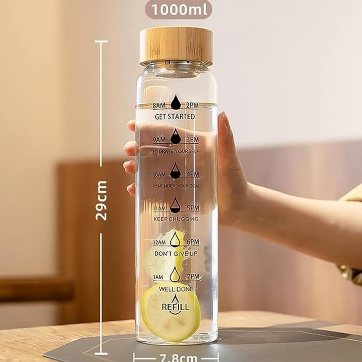 Glass Timer Water Bottle
