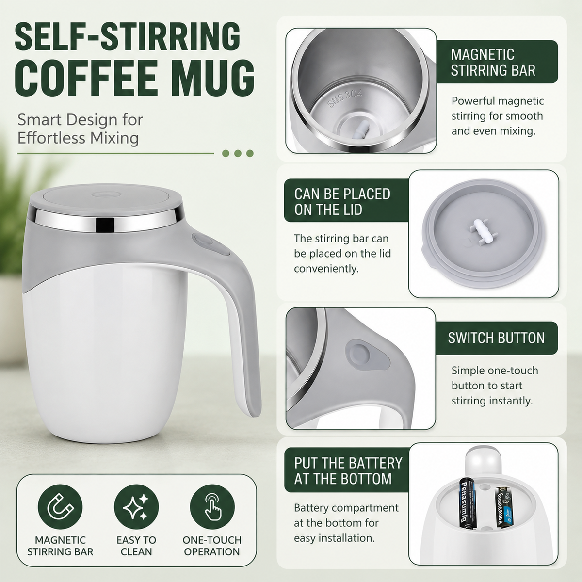 Automatic Self Stirring Coffee Mug (380ml)