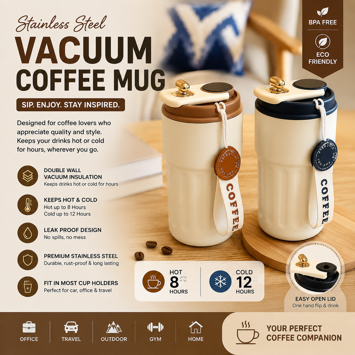 Stainless Steel Vacuum Coffee Mug