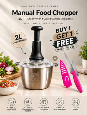 2L Manual Stainless Steel Food Chopper With Knife Set (Pack of 3)