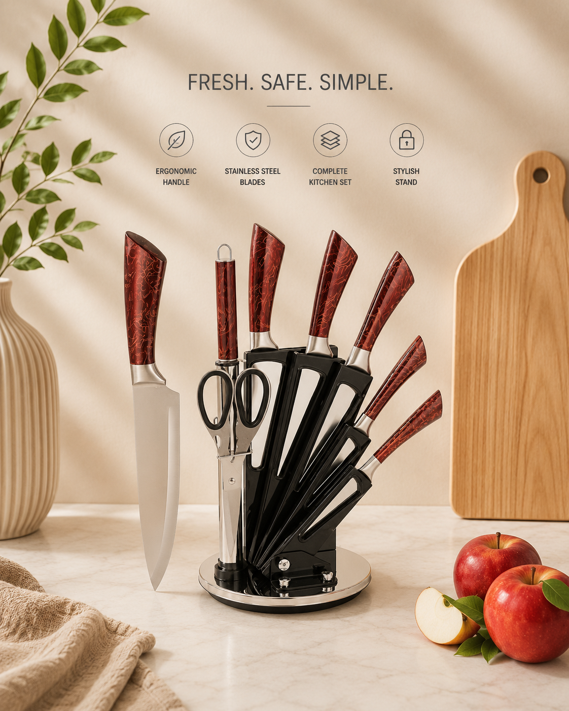 Knife Set With Rotating Stand