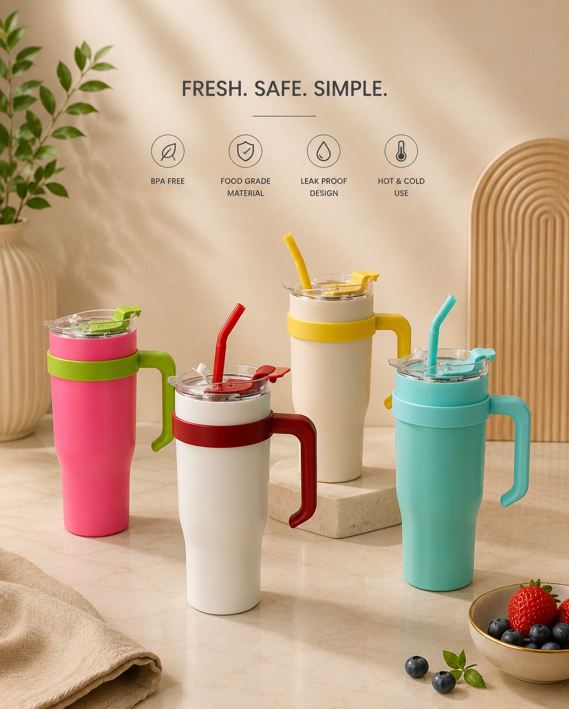 Premium Insulated Tumbler With Straw