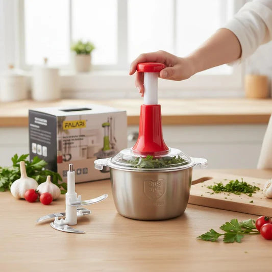 Stainless Steel Multi-Function Hand Press Food Chopper & Grater