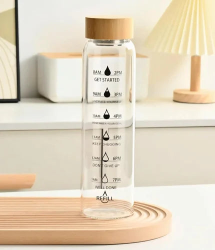 Glass Timer Water Bottle